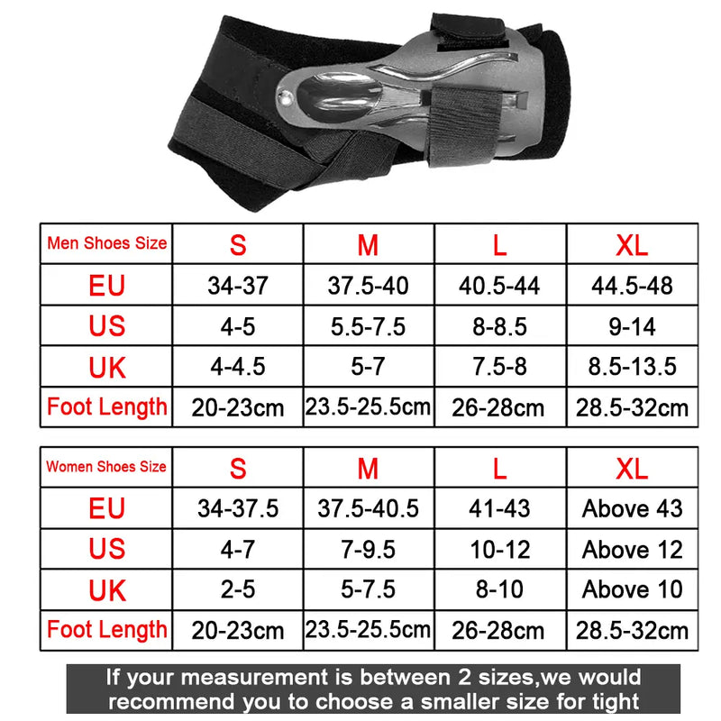 ANKLE BRACE TABLE SIZE