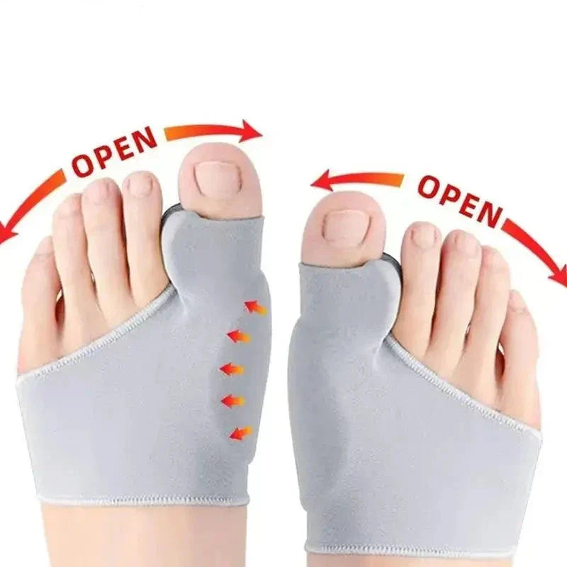 Illustration showing the use of Hallux Valgus Bunion Corrector for toe realignment