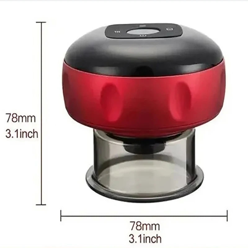 Red Electric Vacuum Cupping Massager detailing Size