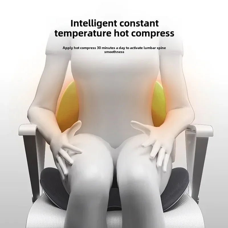 Person relaxing in a car seat utilizing the Heated Massage Seat Cushion, enjoying warm massage therapy on the go