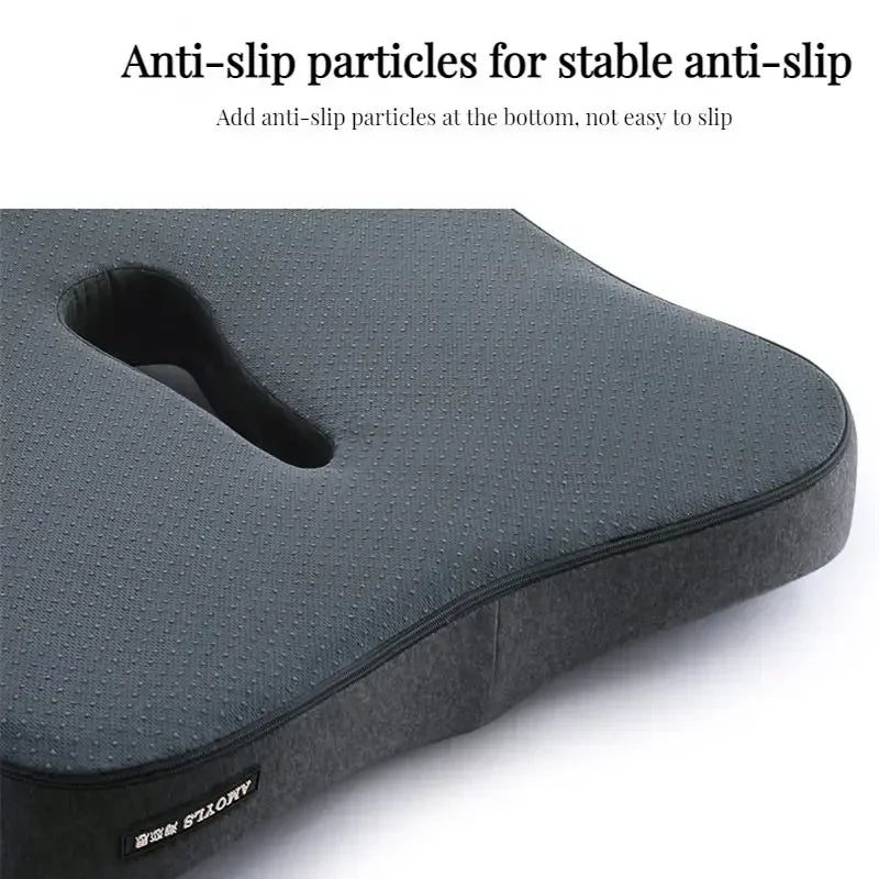 Close-up of the Gray lumbar support cushion showing its ergonomic W-shaped design.