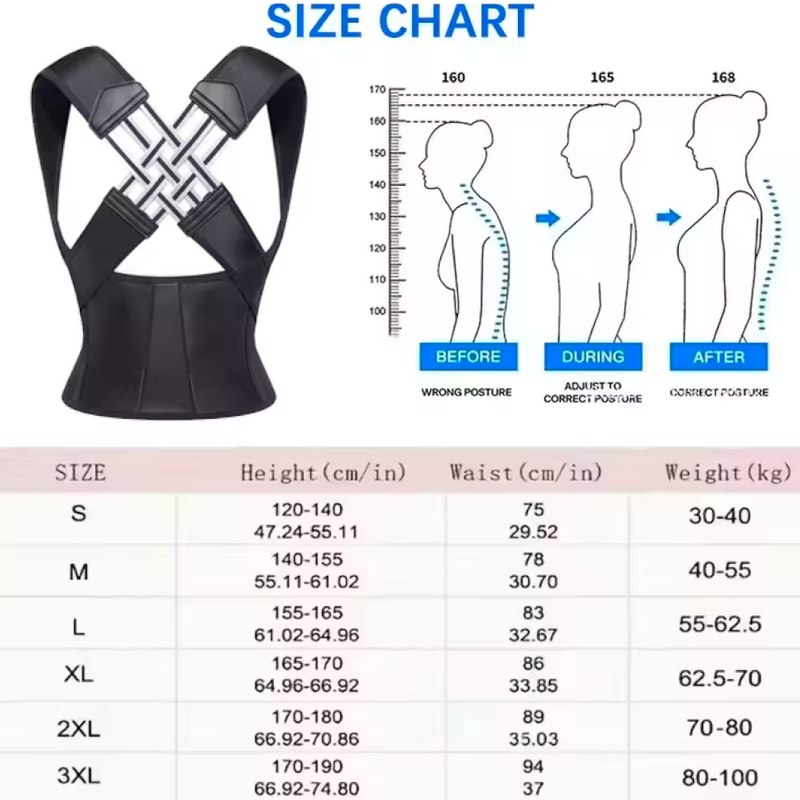 Posture Corrector size chart